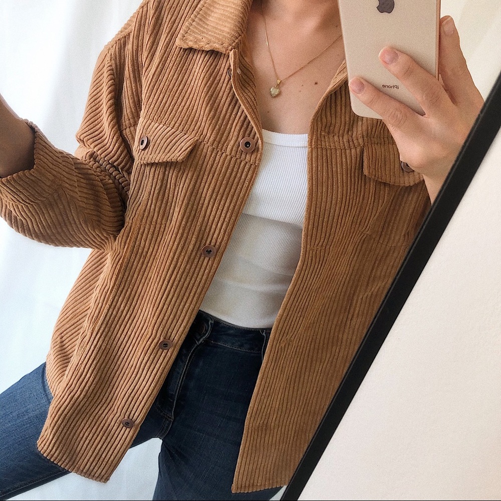 The Luxe Corduroy Shirt-Jacket — Camel - Picture 5 of 10
